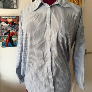 White & Blue Striped unisex Shirt